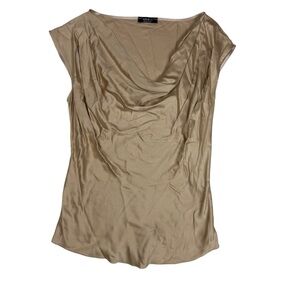 Elegant Women's Tan Drape Blouse